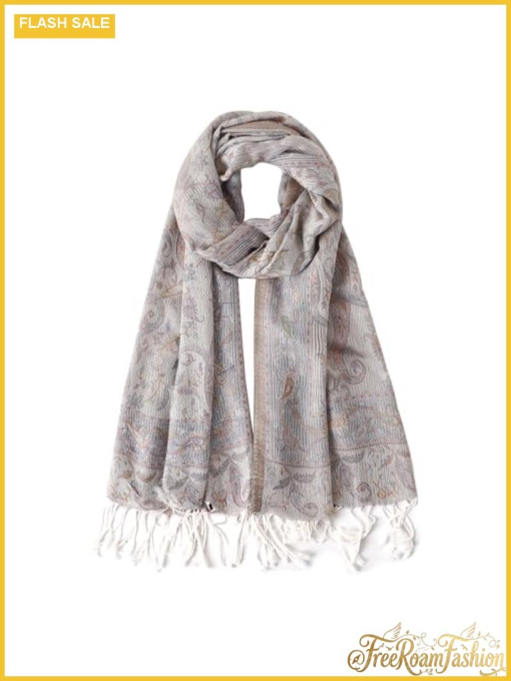 Silky Pashmina Scarf Paisley Reversible Shawl Wrap Fringe